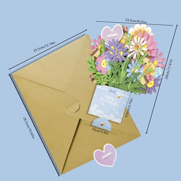 1 st(st) Blomma Pop Up-kort Grattiskort Presentkort 3D Vikbart
