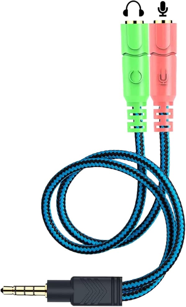 Dubbel Jack-adapter PC-headsetmikrofon 3,5 mm hane till dubbel