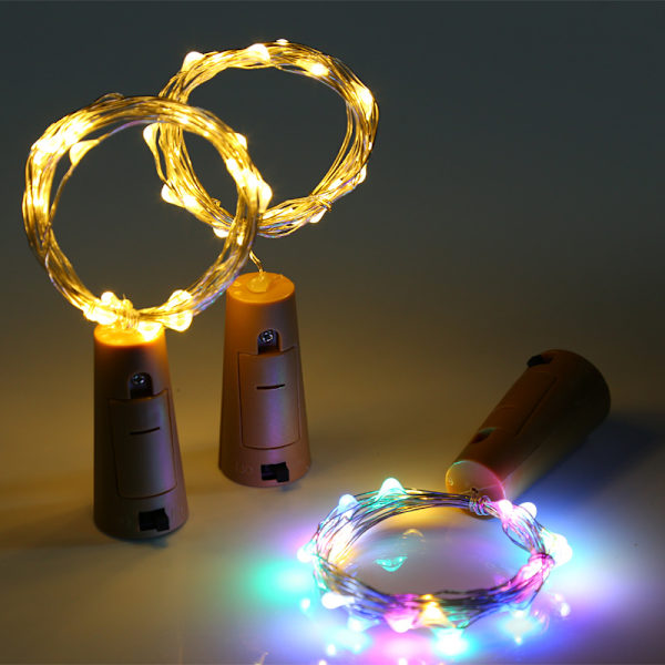 10 Pak Vin Flaske Lys med Kork, 10 LED Batteridrevet