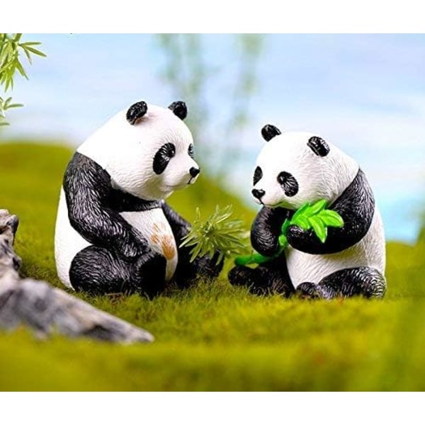 8 Miniatyr Hage Dyr Ornament Søt Panda Mini Fe