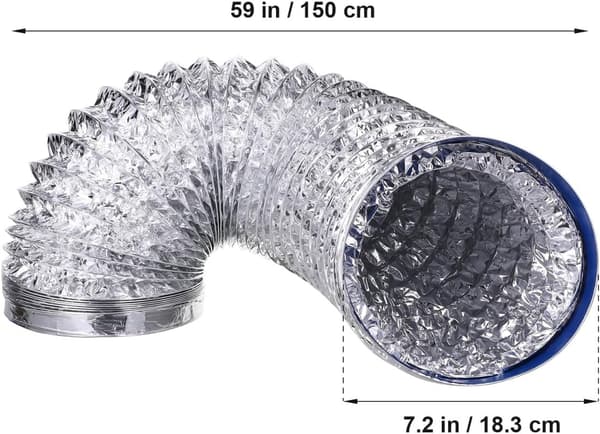 18 cm x 1,5 m flexibel luftkanal i aluminium – för värme, ventilation och luftkonditionering