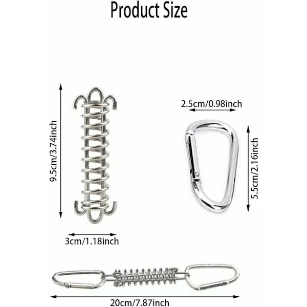 4 st fjäderklämmor för markiser, med 8 karbinhakar