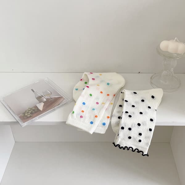 4 Par Farverige Polka Dot Stribede Strømper til Kvinder og Piger
