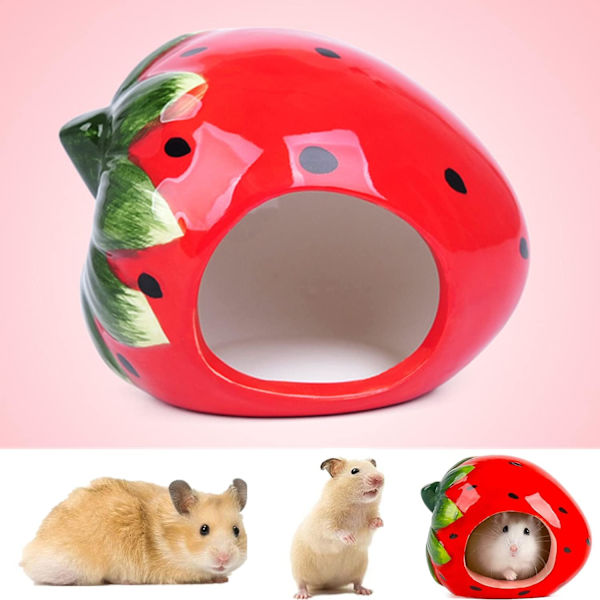 1 Stykke Søt Keramisk Hamsterhus Chinchilla Keramisk Jordbær