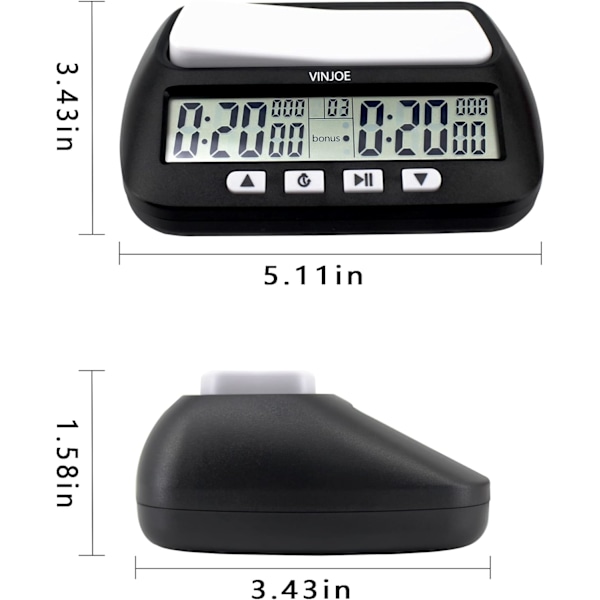 Digital Skak Timer (Med Batteri)