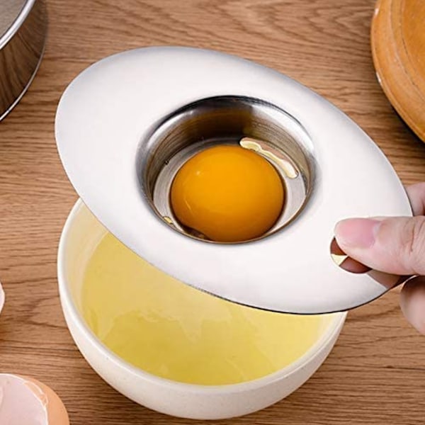 Äggseparator i rostfritt stål, gul-vit separator