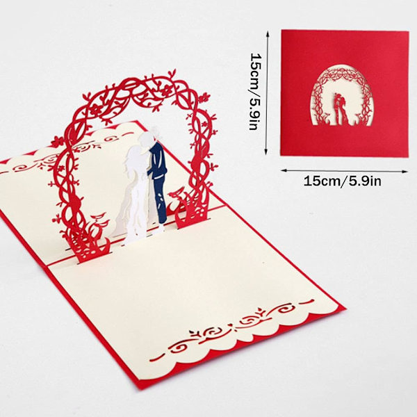 1 stk 3D Romantisk Kort, 3D Pop-up Romantisk Gavekort, 3D