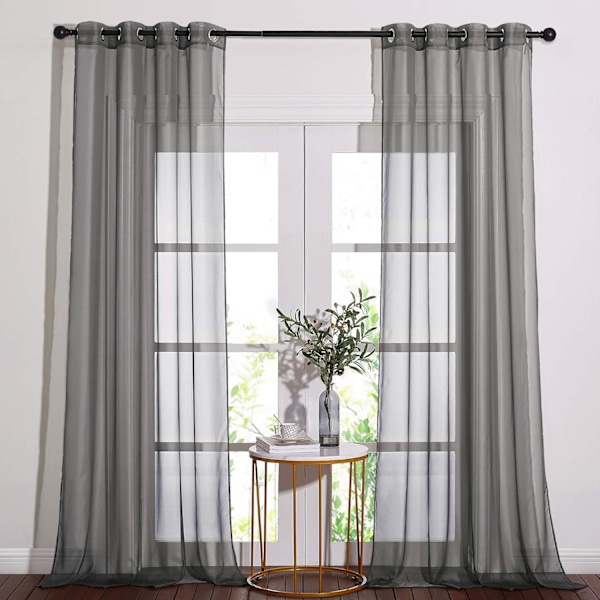 Gardiner - Elegante Mørkegrå Bløde Nikkel-Øjebøjle Vinduepaneler Gardiner til Stue/Spisestue/Soveværelse (54\" Bred)