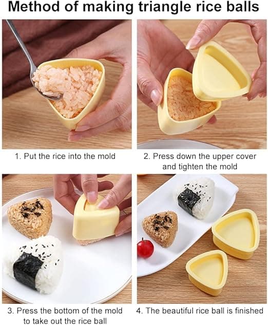 Sæt med 3 Lysegule Trekant Sushiforme, Sushiforme, Bento