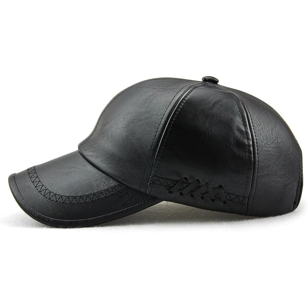 Mænds Læder Baseball Cap Justerbar Cap Sports Hat Beanie Flat