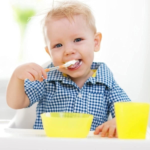 Silikonbabyskedar, 2 st Mjuka Babyskedar Träningskedar med
