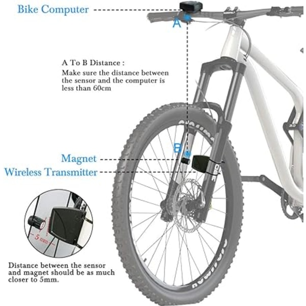 Trådløs Cykelspeedometer, Vandafvisende Cykelcomputer og Odometer
