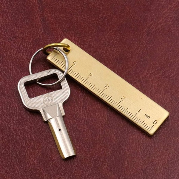 1 stk 6 cm liten kobberlinjal, 3 mm tykk messingmetall linjal,