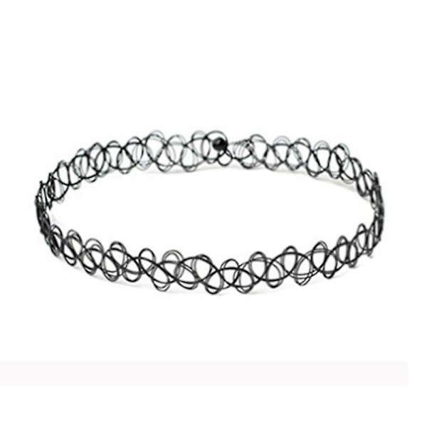 Choker-sæt, 6 stk. choker-halskæder sort fløjl choker-sæt klassiske gotiske tatoveringsblonde-choker