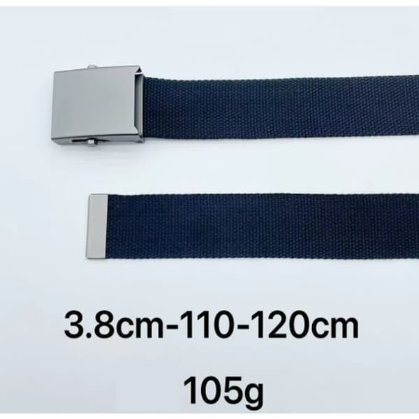 Et 110 cm sort canvas bælte til mænd og kvinder med 3,8 cm webbing