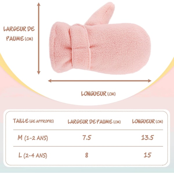 L Pink - Vinter Baby Vanter Fleeceforet Toddler Drenge Varme Bløde