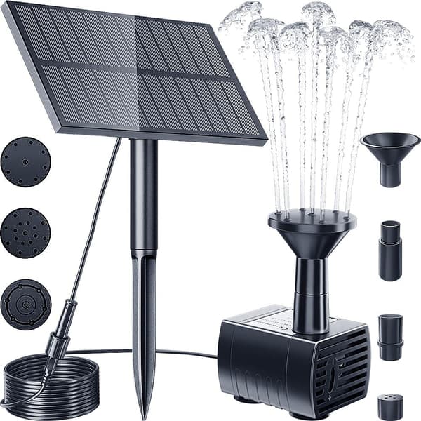Solcellsdriven Fontänpump för Trädgård 1.5W Uppgraderad Solcellsfontän Dammpump