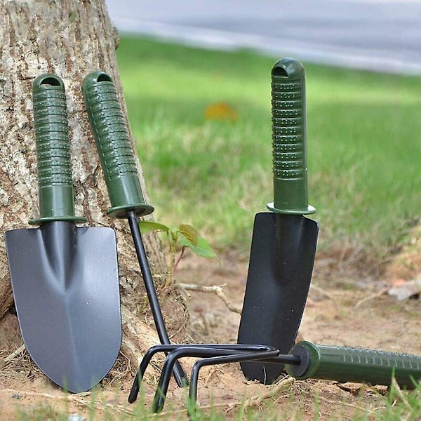 4 stk rustfritt stål hage verktøy sett mini hage sett rust verktøy le for blomsterpotte planting, rustfritt stål hage sett inkludert luke, rive