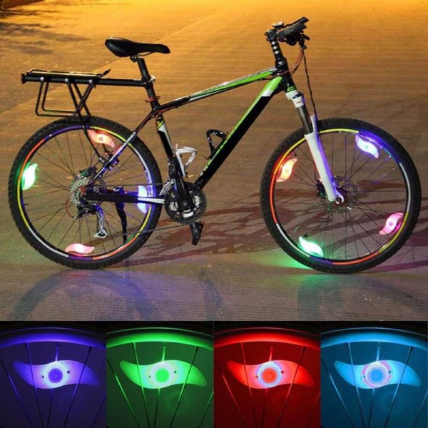 LED-pyöränvalot (vihreä 2kpl + monivärinen 2kpl) 4 kpl set ,