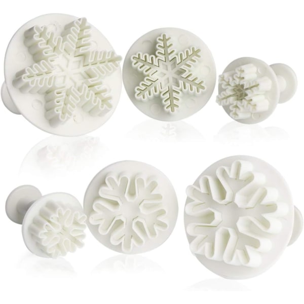 Snöflinga Kakmodelleringsverktyg, Set med 6 Snöflingformade Kakor