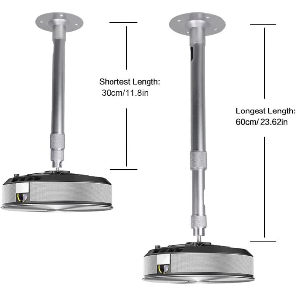 Justerbar Loftprojektorholder 30-60cm - Op til 3 kg - 360°