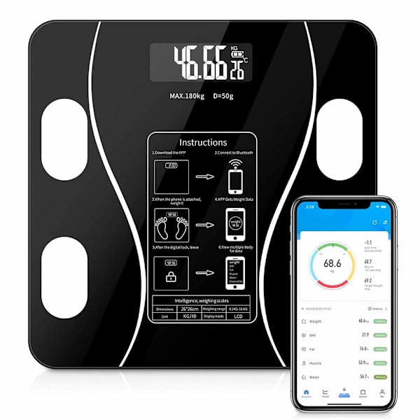TOSANI Kehon Rasvan Mittari, Älykäs Bluetooth 4.0 Digitaalinen Kehon Koostumuksen Analysaattori, 400