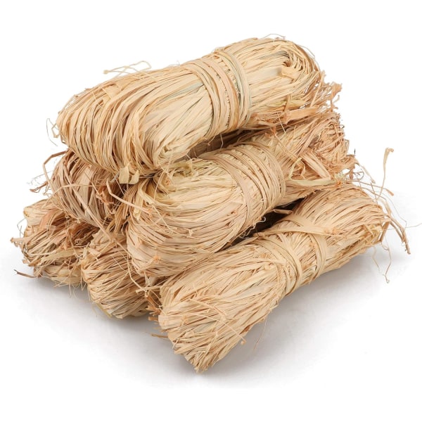 6 stycken naturlig raffia för floristbuketter, dekorativa hantverk,