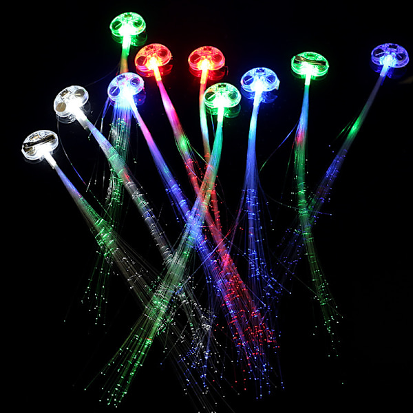 LED-hårlampor, 10 st Ljusa Fiberoptiska LED-Hårspännen