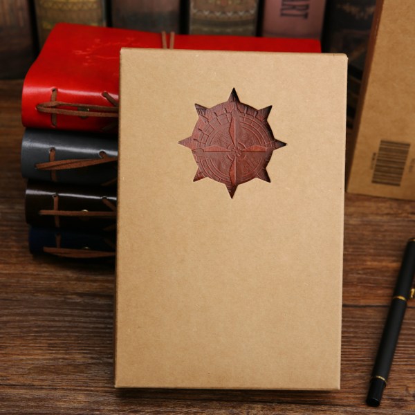En brun retro påfyllningsbar anteckningsbok, 125*185 mm lösblad