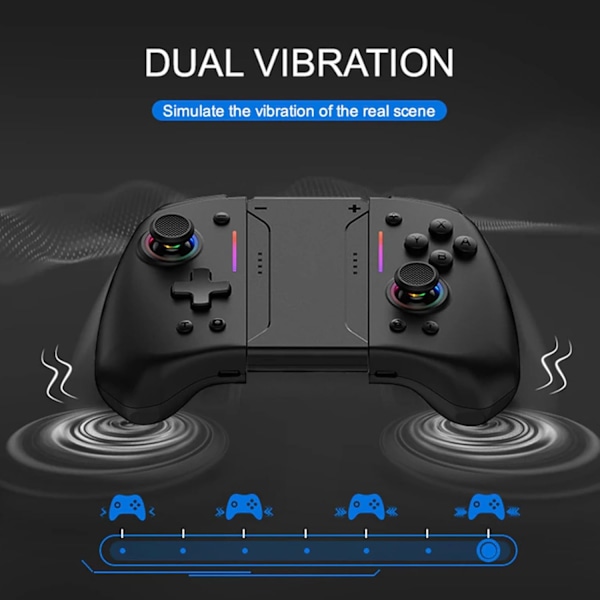 Controller til Switch, Trådløs Gamepad Joypad Controller til Switch med RGB-lys, 6-akset Gyro Dobbelt Vibration Tur