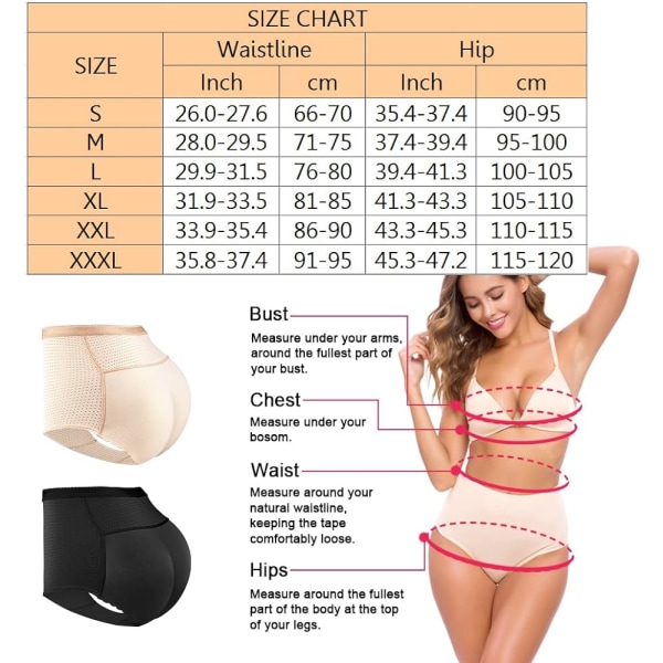 (L) Kvinners Butt Lifter Padded Control Truser Hip Enhancer