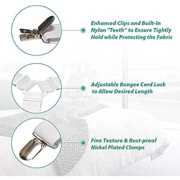 (Hvit, 4 klips) 4 klips seng kileholder seng ark fester
