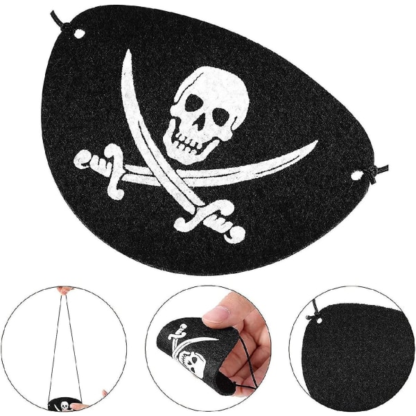 24st Svarta Pirate Eye Patches One Eye Skull Caribbean Captain