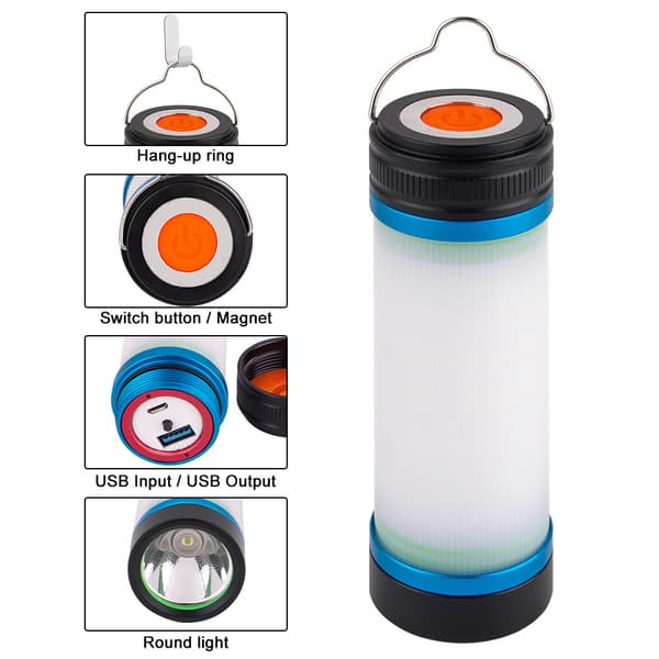 1 stk LED lommelygte arbejdslys genopladelig campinglys