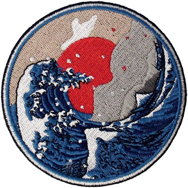 Broderad applikationsemblem Great Wave Off Kanagawa