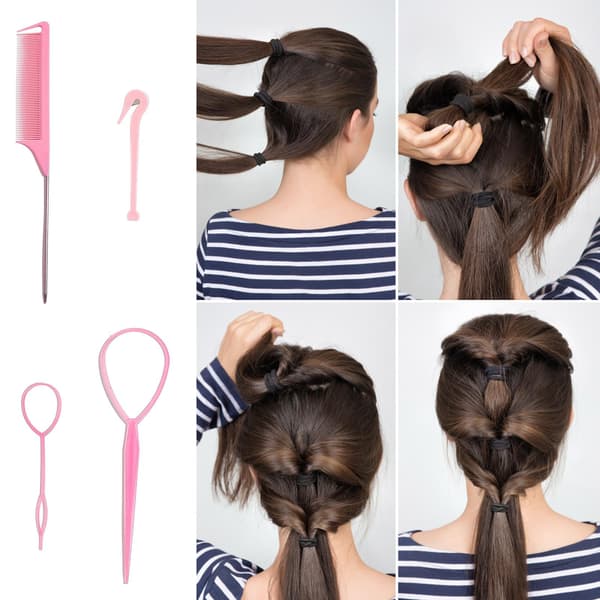 1 set med 4 hårdesigntillbehör, fläthjälpset