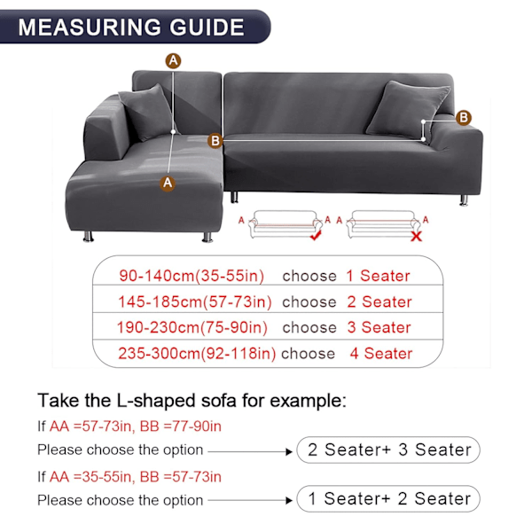 Kulmasohvan peitteet, L-muotoiset sohvan peitteet 1 kpl joustava venytys