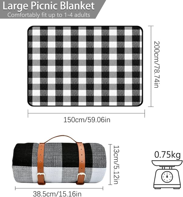 Vattentät Picknickfilt 150×200cm, Bärbar Vikbar Picknickmatta