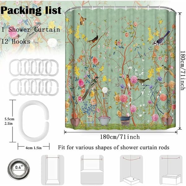 Duschdraperi (71 x 71 tum) mögelresistent grön duschdraperi
