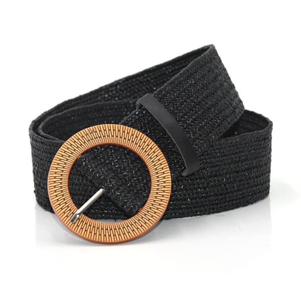 2 stk. Halmvevde Elastiske Stretchbelter Kvinner, Bred Flettet Rattan