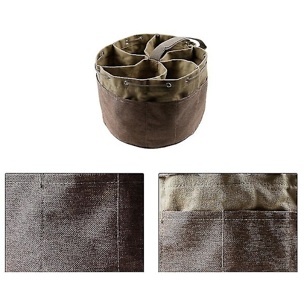 Fallskjermpose Smådelerpose Multifunksjonell Canvas Kit Vannkraftarbeider Vedlikeholdsverktøypakke Hagemaskinvare Verktøyarrangørpose Med Snøring Brun N