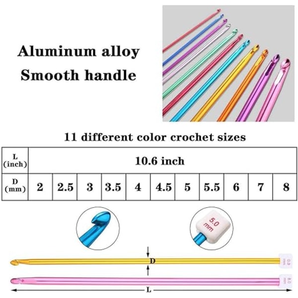 Hæklenålssæt 11 dele Tunisk hæklenålssæt, strikning hækling