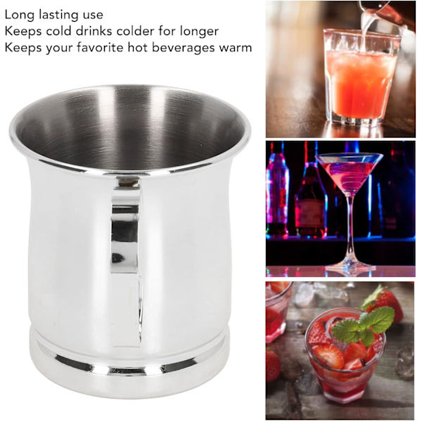 1 stk (Klassisk Sølv) Rustfrit Stål Cocktailkop, 400ML, Holder