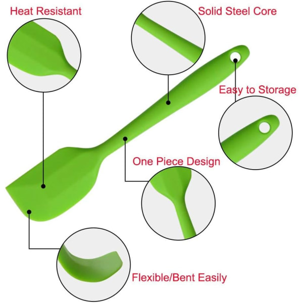 5-delt sett med 21 cm silikon spatler, varmebestandig og ikke-klebende
