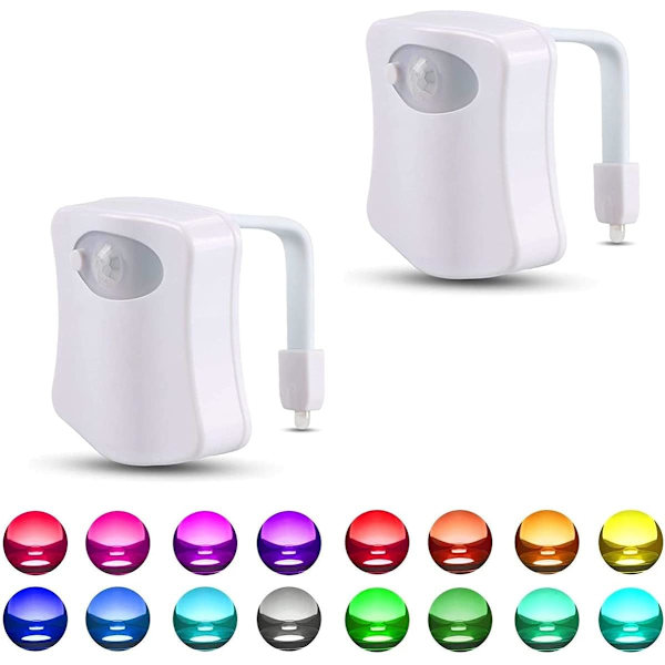 2-pack Färgväxlande Toalett Nattlampa Rörelsesensor LED Toalett Rörelseaktiverad LED-lampa Toalettlampa UV Slap