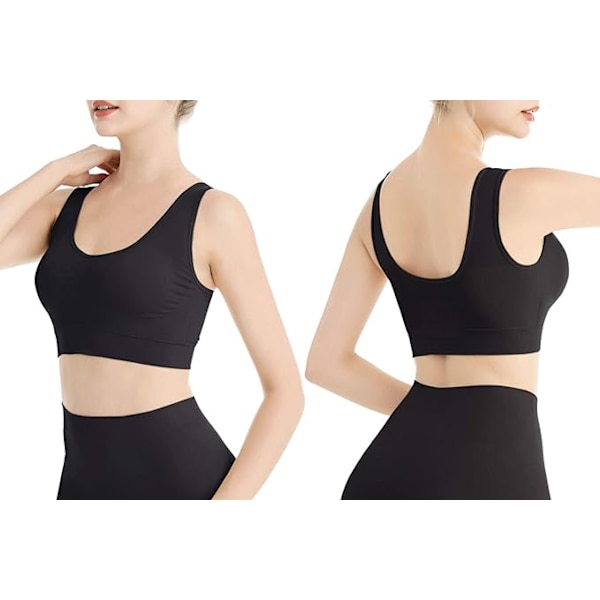 Svart (S) 3-pack Trådlösa Sömlösa Sport-Yoga-BH:ar med Avtagbara