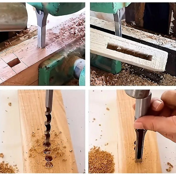 12,7 mm 1/2 Träbearbetningsverktygssats: Spiralformad fyrkantig hålborr, mejseltillsats, såg och mer - Perfekt för att snida DIY-möbler