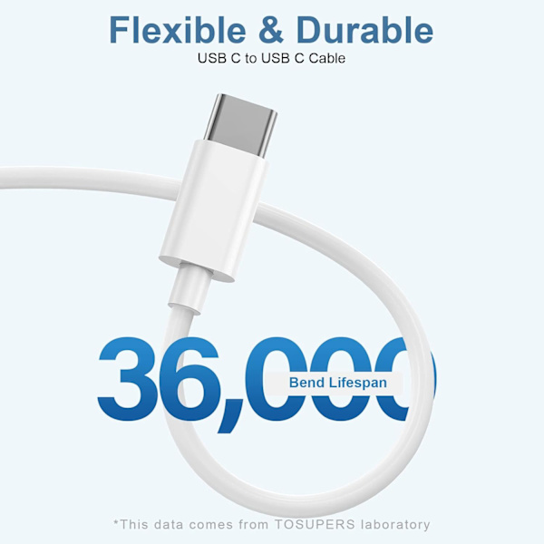 USB-C till USB-C-kabel 1,8 m 60W 3-pack, USB-C-kabel för laddning av iPhone 16 15, Typ C till Typ C snabbladdningskabel Kompatibel
