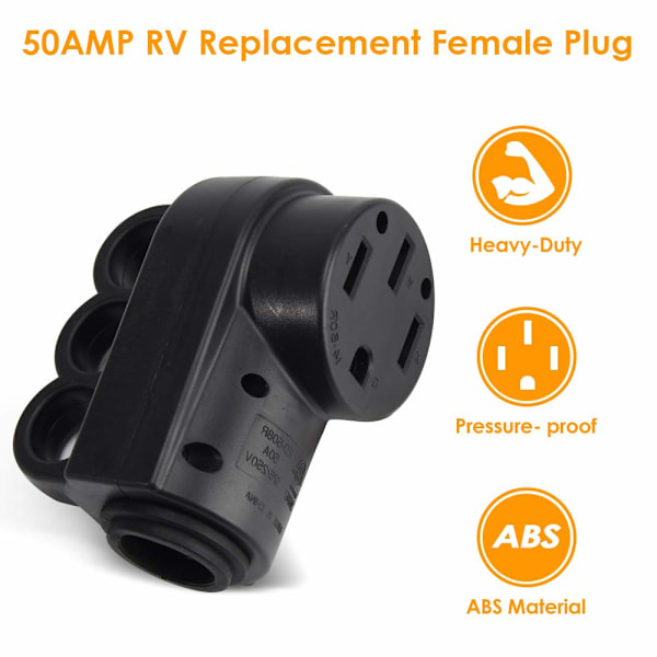 Heavy Duty RV 50 Amp Hunnkontakt - Erstatningsplugg 50 Amp RV Pluggkontakt med Grip Håndtak for Bobil, Campingvogn, Caravan, Mo