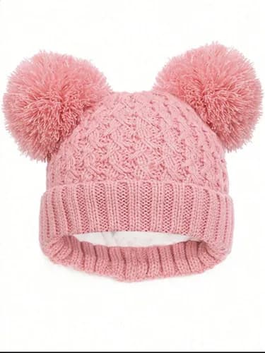 Barnset med halsduk, vantar och mössa, tre delar, 1-6 år, rosa
